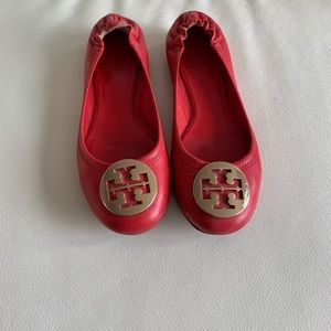 Tory Burch red and gold  Reba flats